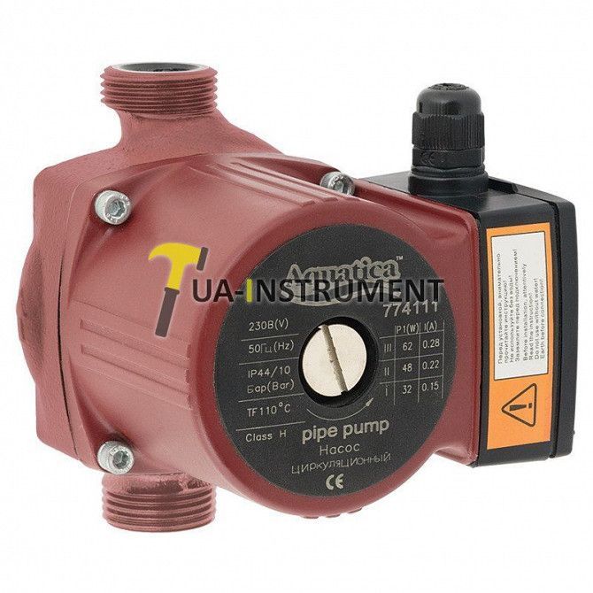 Насос циркуляц 65Вт Hmax 4м Qmax 63л/мин Ø1½" 130мм + гайки Ø1" aquatica 774113 Кременчуг - изображение 1