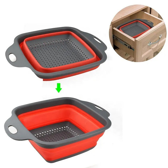 Друшляк складний силіконовий Frico FRU-090-Red 29 см червоний Киев - изображение 1