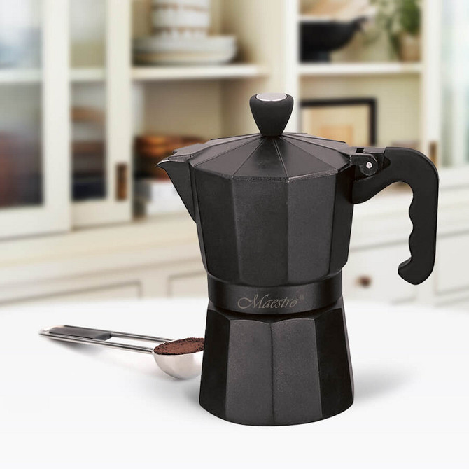 Кавоварка гейзерна Maestro MR-1666-3-BLACK 150 мл 3 чашки Киев - изображение 1