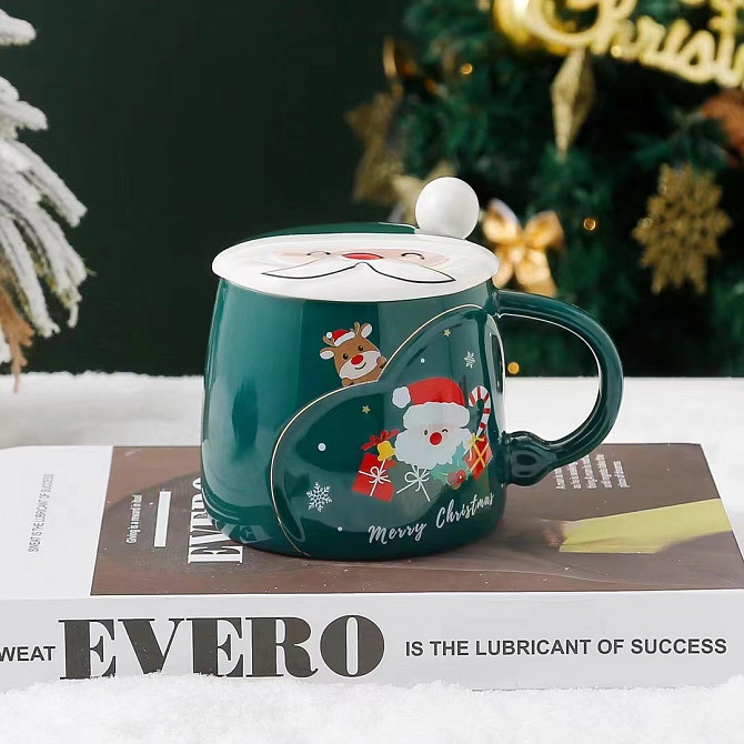 Кружка з кришкою новорічна Merry Christmas 13690 410 мл зелена Киев - изображение 1