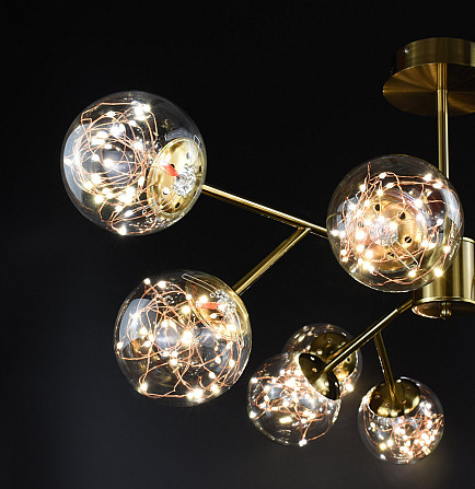 Люстра стельова LED AOC19/9-ab+led Латунь 42-72х110х110 см. Киев - изображение 1