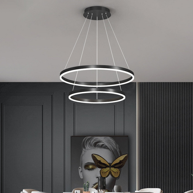 Люстра стельова LED M2702-800+600-bk-k Чорний 20-190х80х60 см. Київ - изображение 1
