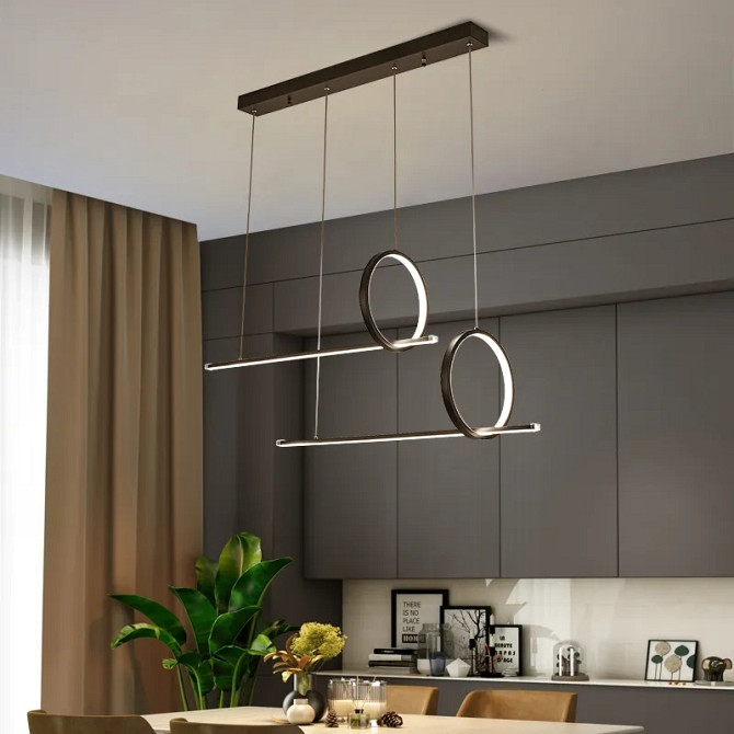 Люстра стельова LED MJ24B-1100-bk-k Чорний 50-150х25х100 см. Київ - изображение 1