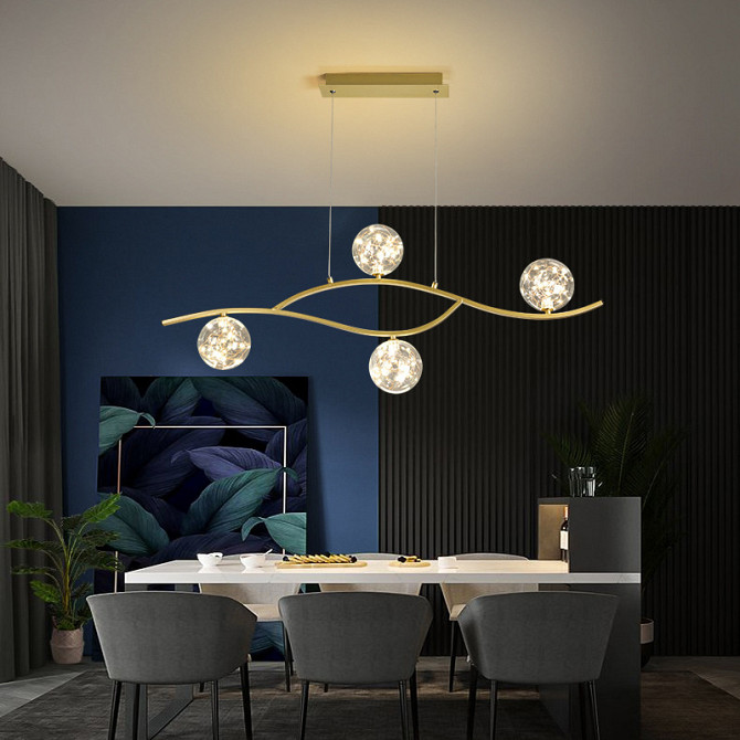 Люстра стельова LED YQ318/4-ab-led-k Золото 45-150х13х70 см. Киев - изображение 1