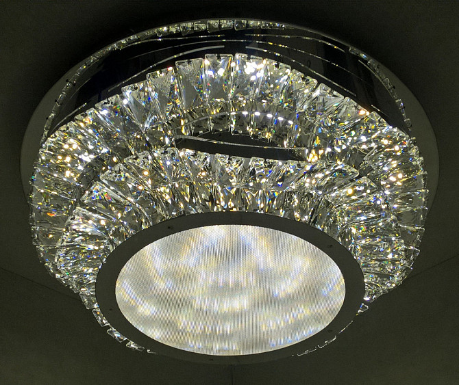 Люстра стельова кришталева LED з пультом C1784/500 Хром 18х50х50 см. Київ - изображение 1