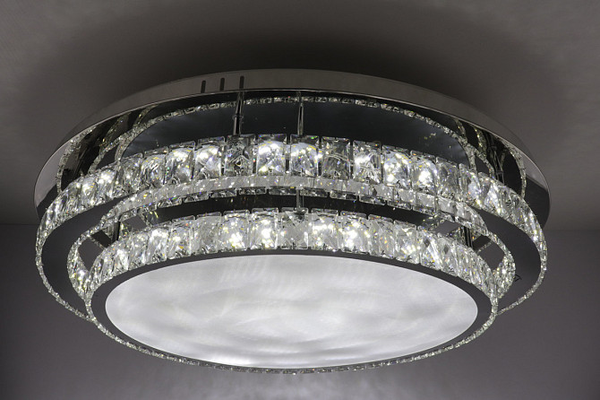 Люстра стельова кришталева LED з пультом C1875/800-ch Хром 18х80х80 см. Київ - изображение 1