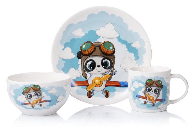 Набір дитячого посуду Ardesto Panda pilot AR-3451-PS 3 предмети Киев - изображение 1