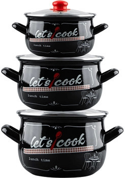 Набір каструль Gusto Lets cook GT-T-3-LCB 6 предметів чорний Киев - изображение 1