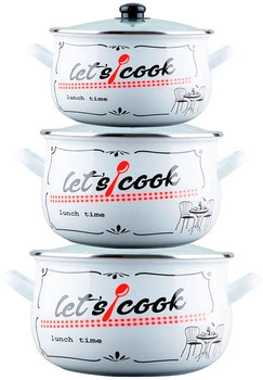 Набір каструль Gusto Lets cook GT-T-3-LCW 6 предметів білий Киев - изображение 1
