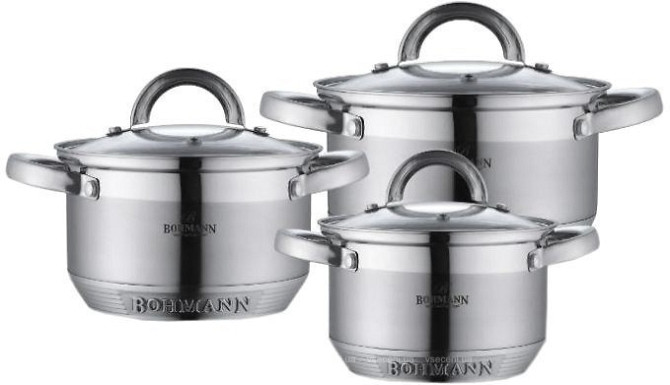 Набір кухонного посуду із нержавіючої сталі 6 предметів Bohmann BH-0714 Киев - изображение 1