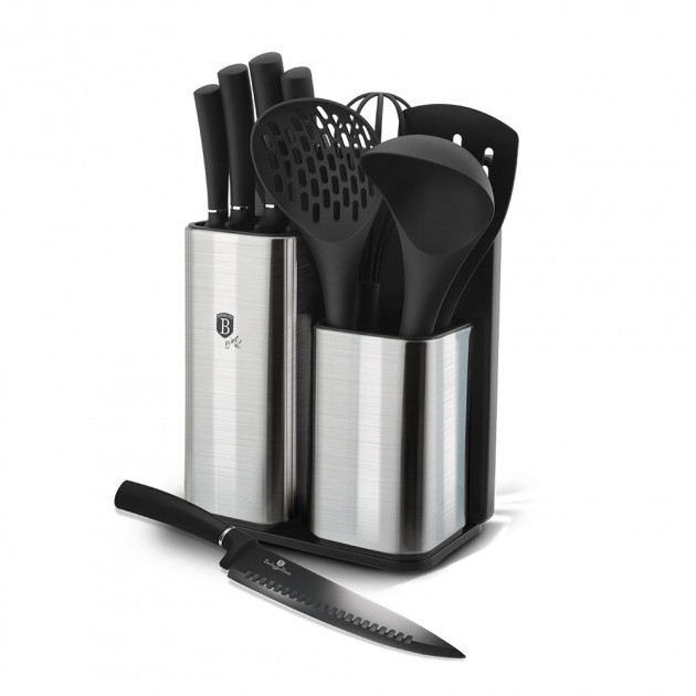 Набір кухонного приладдя і ножів Berlinger Haus Black Silver Collection BH-6247 12 предметів Киев - изображение 1