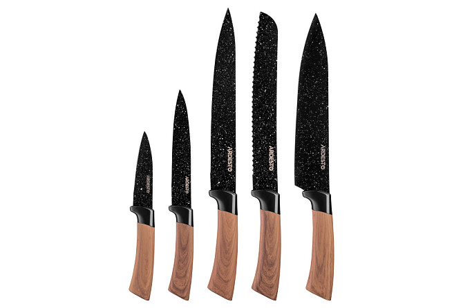 Набір ножів Ardesto Midori AR-2105-BWD 5 предметів коричневий Киев - изображение 1