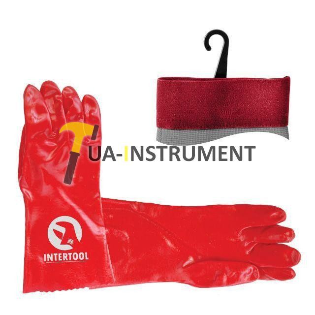 Перчатка маслостойкая х/б трикотаж покрытая PVC, 35см (красная) 120пар/ящик Intertool SP-0007W Кременчуг - изображение 1