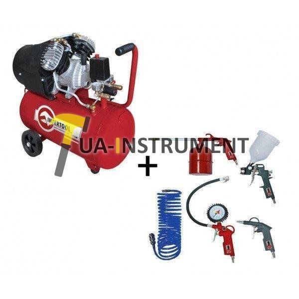 Компрессор 50 л 350 л/мин Intertool PT-0004 + Набор покрасочный пневматический 5ед. Intertool PT-150 Кременчуг - изображение 1