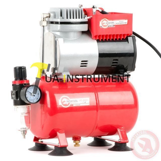 Компрессор безмасляный 4 л, 0,3кВт, 220 В, 3,2атм, 50л/мин Intertool PT-0001 Кременчуг - изображение 1