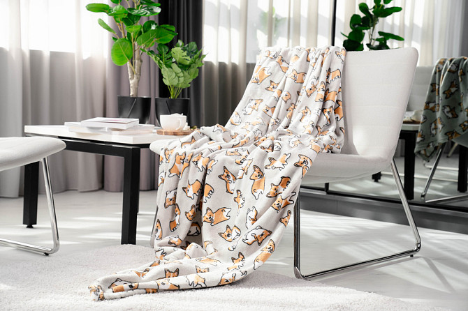 Плед Ardesto Flannel Корги ART-0109-PB 160х200 см сірий Киев - изображение 1