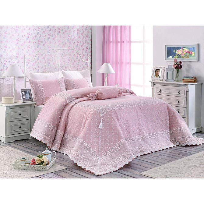 Покривало c мереживом 270х265 см рожеве Yagmur Evelina Arya AR-TR1006886-pink Киев - изображение 1