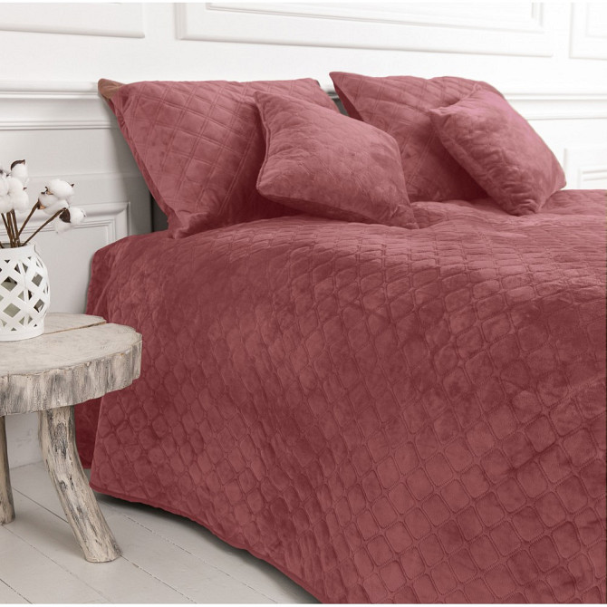 Покривало двоспальне ТЕП Velour Ромб круглий Mesa Rose 4-00516_22725 180х240 см рожеве Киев - изображение 1