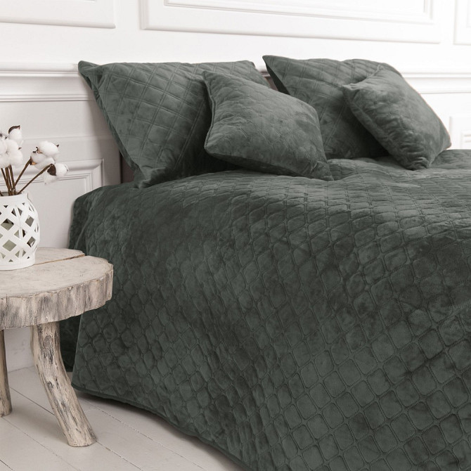 Покривало полуторне ТЕП Velour Ромб круглий 4-00515-22391 150х210 см сіре Киев - изображение 1