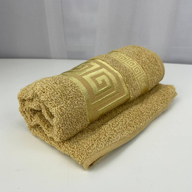 Рушник для обличчя махровий Febo Vip Cotton Grek Туреччина 6386 жовтий 50х90 см Киев - изображение 1
