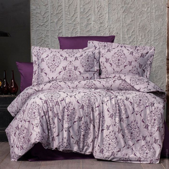 Постільна білизна євро Arya Arya Vogue Органік Жаккард Paris AR-A107256-Violet 200x220 см фіолетовий Киев - изображение 1