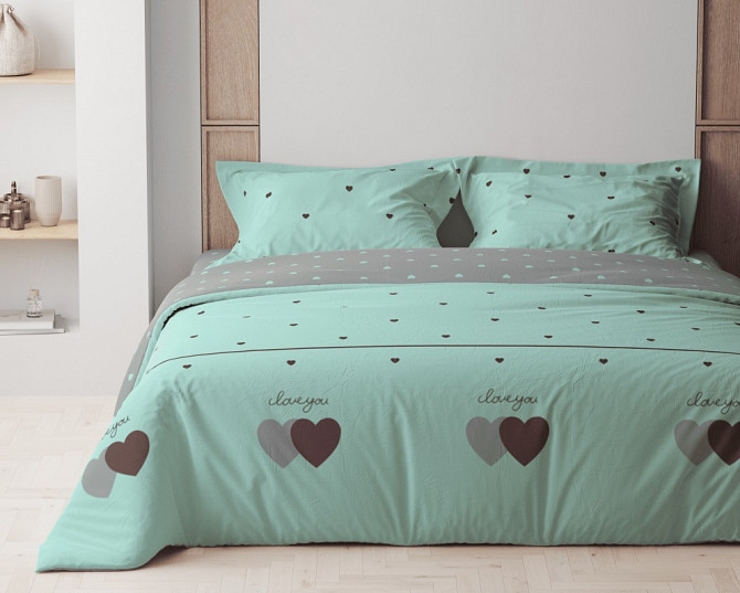 Постільна білизна полуторна ТЕП Happy Sleep Mint&Grey Hearts ТЕП 2-03794-24945 150х215 см Київ - изображение 1