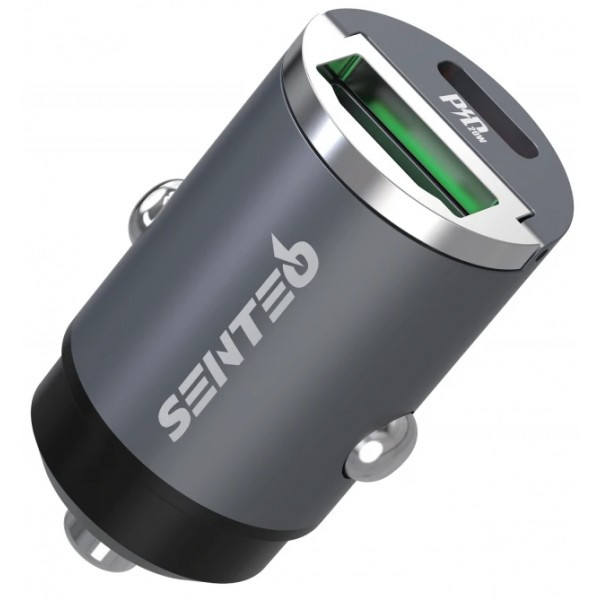 Автомобільний зарядний пристрій SENTEO Q-01 Ferro USB + USB-C PD/QC 20W 3A Black (Код товару:34248) Харьков - изображение 1