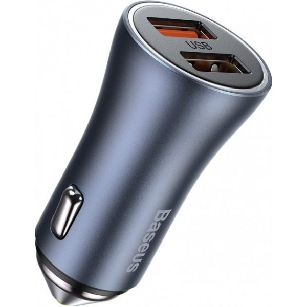 Автомобільний зарядний пристрій Baseus Golden Contactor Dual QC Car Charger U+U 40W Dark Gray (CCJD- Харьков - изображение 1