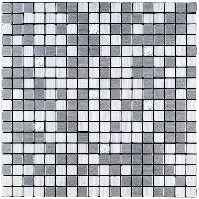 Самоклеюча алюмінієва плитка срібна мозаїка зі стразами 300х300х3мм SW-00001824 (D) Київ - изображение 1