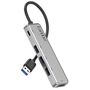 USB HUB Earldom ET-HUB12 5 in1 (4 USB + 1 Type-C) Gray (Код товару:35670) Харьков