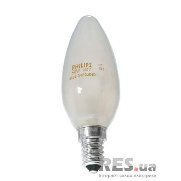 Лампа накаливания B35 25Вт Е14 свеча матовая PHILIPS Київ - изображение 1