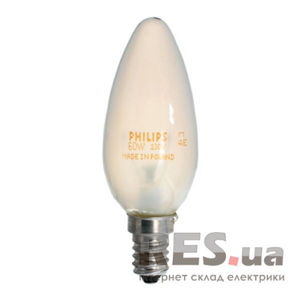 Лампа накаливания B35 60Вт Е14 свеча матовая PHILIPS Київ - изображение 1