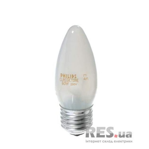 Лампа накаливания B35 60Вт Е27 свеча матовая PHILIPS Київ - изображение 1