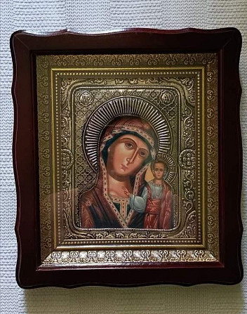Икона грузинская Богородицы. Медь с серебром. Київ - изображение 1