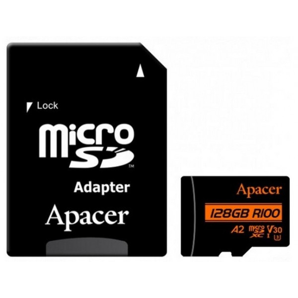 Карта пам'яті Apacer microSDXC 128GB UHS-I/U3 Class 10 + SD адаптер (AP128GMCSX10U8-R) (Код товару:3 Харьков - изображение 1