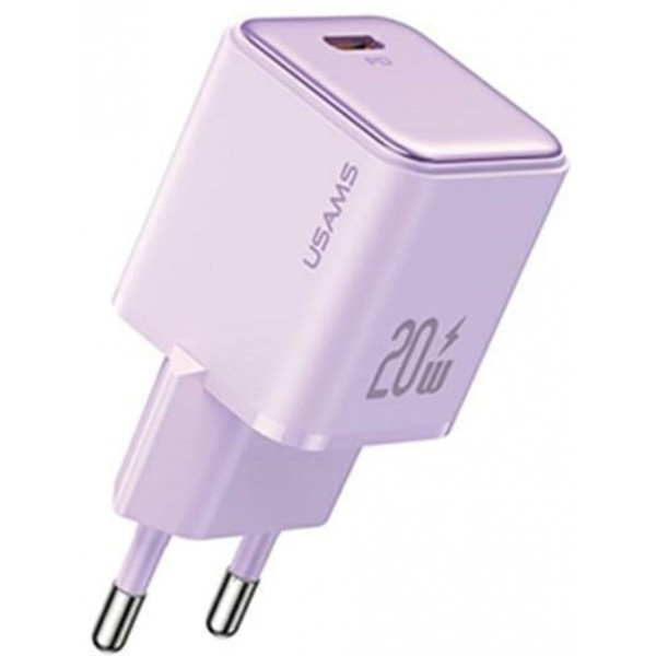 Мережевий зарядний пристрій Usams US-CC183 single USB-C PD3.0 20W 3A Purple (Код товару:36811) Харьков - изображение 1