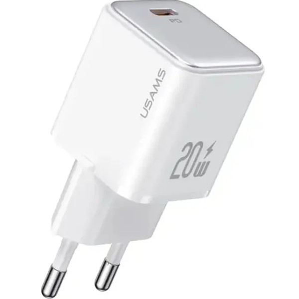 Мережевий зарядний пристрій Usams US-CC183 single USB-C PD3.0 20W 3A White (Код товару:36812) Харьков - изображение 1