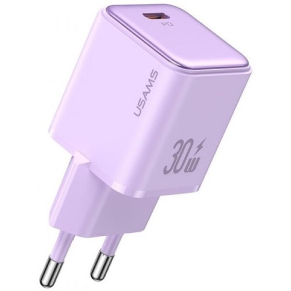 Мережевий зарядний пристрій Usams US-CC186 single USB-C PD3.0 30W 3A Purple (Код товару:36808) Харьков - изображение 1