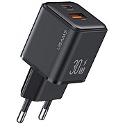 Мережевий зарядний пристрій Usams US-CC189 double USB-A/USB-C QC&PD3.0 30W 3A Black (Код товару:3680 Харьков
