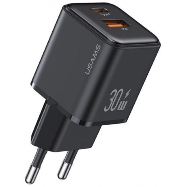 Мережевий зарядний пристрій Usams US-CC189 double USB-A/USB-C QC&PD3.0 30W 3A Black (Код товару:3680 Харьков - изображение 1