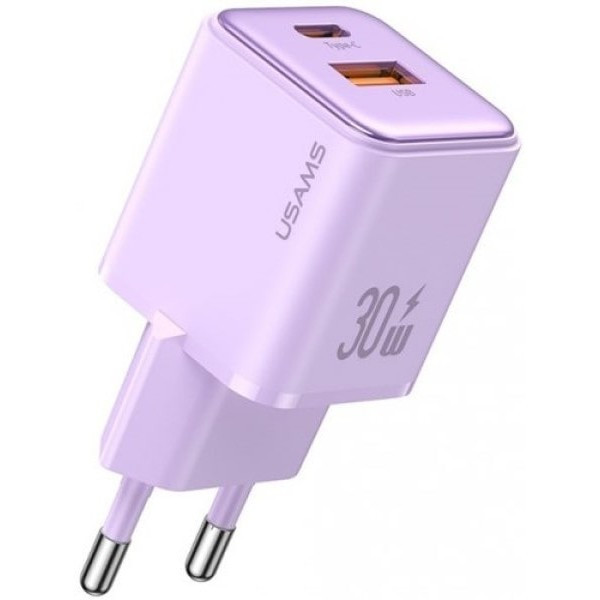 Мережевий зарядний пристрій Usams US-CC189 double USB-A/USB-C QC&PD3.0 30W 3A Purple (Код товару:368 Харьков - изображение 1
