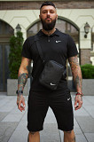 Комплект чоловічий Nike: поло чорне + шорти чорні + барсетка чорна Киев