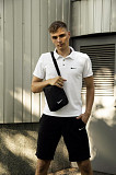 Комплект чоловічий Nike: поло біле + шорти чорні + барсетка чорна Київ