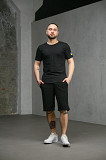 Комплект чоловічий Intruder: футболка з прапором на плечі чорна + шорти трикотажні чорні Київ