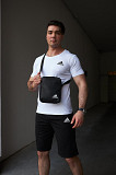Комплект чоловічий Adidas: футболка біла + шорти чорні + барсетка чорна Київ