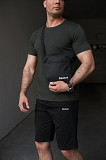 Комплект чоловічий Reebok: футболка хакі + шорти чорні + барсетка чорна Киев