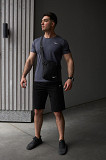 Комплект чоловічий Nike: футболка темно-сіра + шорти чорні + барсетка чорна Київ
