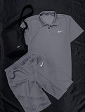 Комплект поло сіре Nike + сірі шорти + барсетка Київ