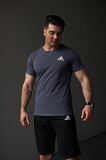 Комплект чоловічий Adidas: футболка темно-сіра + шорти чорні Киев