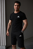 Комплект чоловічий Adidas: футболка чорна + шорти чорні Київ
